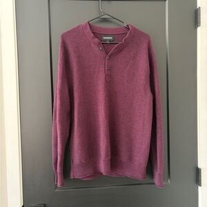 Bonobos Henley Crewneck Sweater Burgundy 100% Extra Fine Merino Wool Size XXL